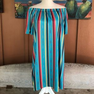 Off-shoulder (or on) Serape Dress